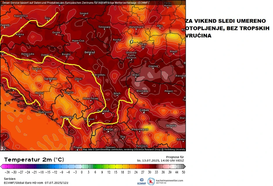 Postepeno otopljenje, ali bez jakih vrućina kao u prethodnom periodu