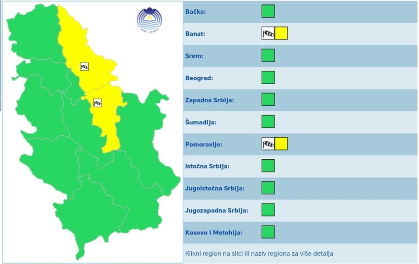 Meteoalarm za subotu
