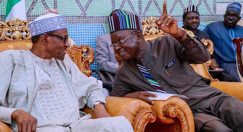 Benue State governor, Samuel Ortom, with President Muhammadu Buhari