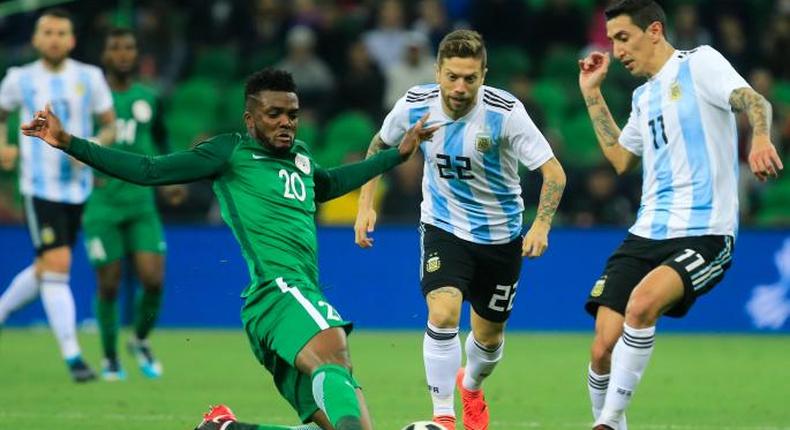 Nigeria and Argentina during a friendly match in Russia