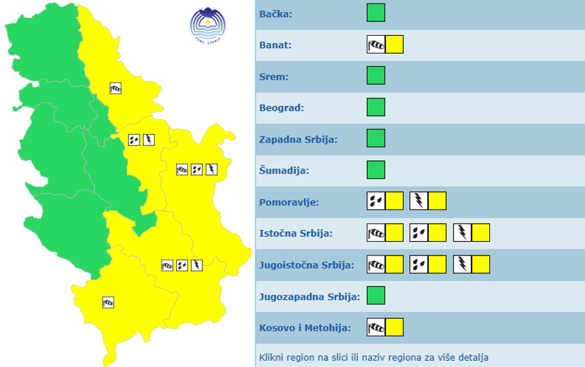 Žuti metoalaram danas u Srbiji