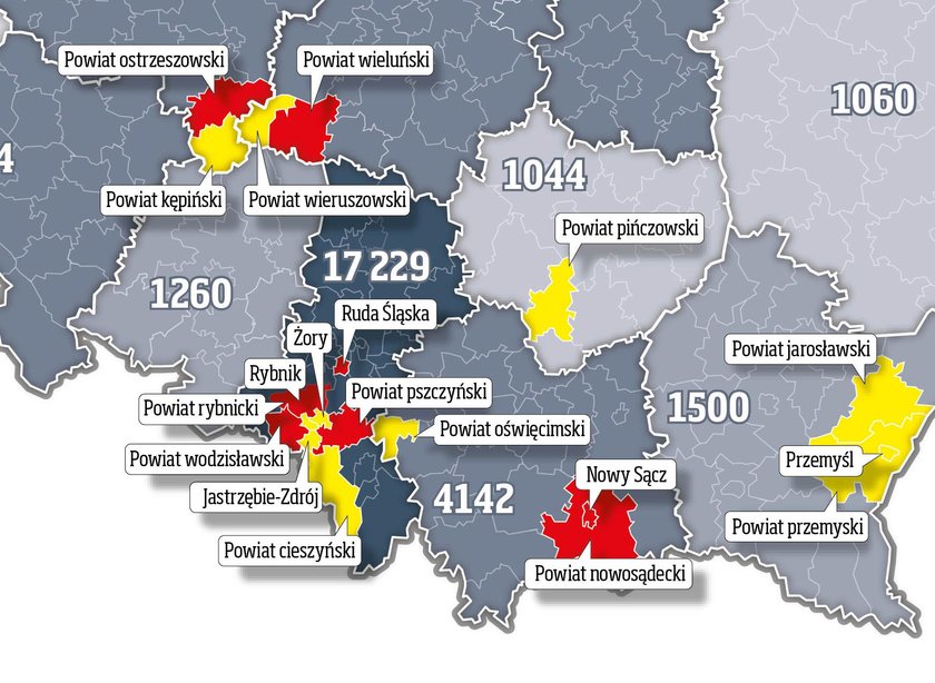 NOWE OBOSTRZENIA czerwone i żółte powiaty