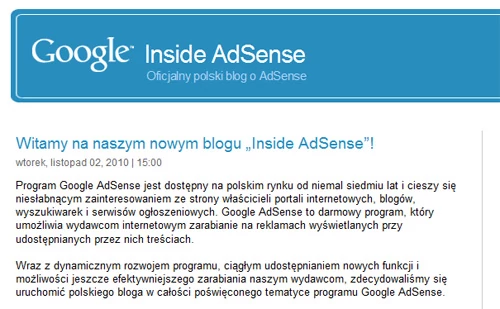 Blog ruszył 2 listopada. Na razie jest biednie, ale cały biznes dopiero startuje