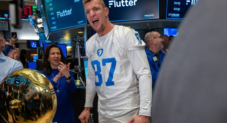 Former NFL tight end Rob Gronkowski celebrates the IPO of Flutter EntertainmentSpencer Platt// Getty Image