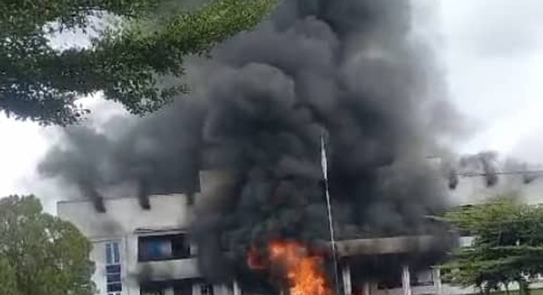 Ikwerre LG Secretariat is one of the three public properties that were set on fire by thugs following a local government election in Rivers State.