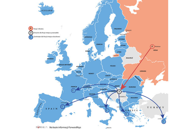 Jak podróżują Rosjanie po zamknięciu nieba nad Europą?