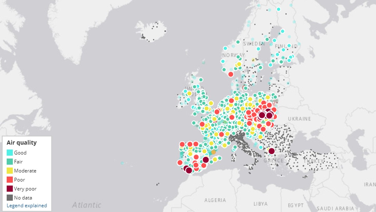 Poziom pyłów zawieszonych, dwutlenku azotu czy dwutlenku siarki od dziś można sprawdzać na interaktywnej mapie jakości powietrza w Europie, gdzie co roku z powodu smogu przedwcześnie umierają setki tysięcy ludzi.