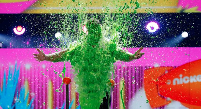 Kids' Choice Awards host John Cena got slimed.