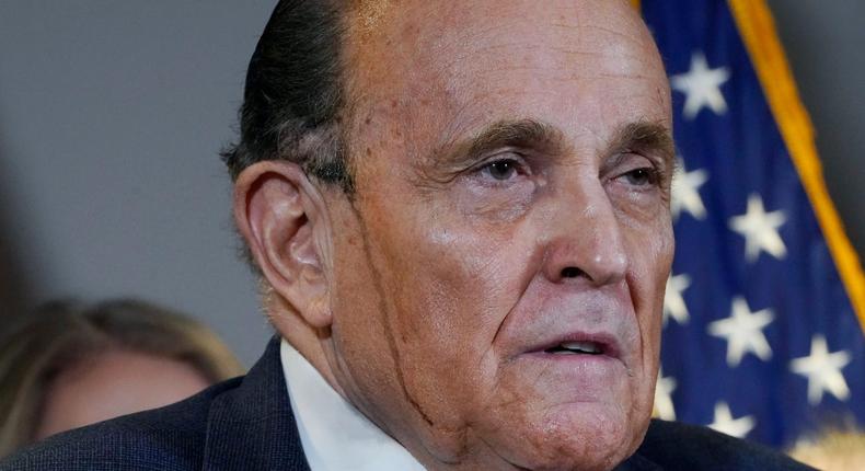 Former Mayor of New York Rudy Giuliani, a lawyer for President Donald Trump, speaks during a news conference at the Republican National Committee headquarters, Thursday Nov. 19, 2020, in Washington.