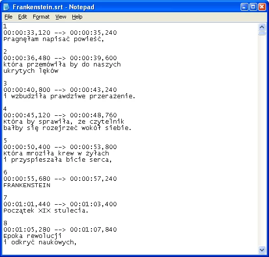 Podpisy w formacie SubRip