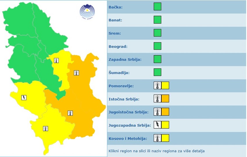 Meteoalarm za nedelju
