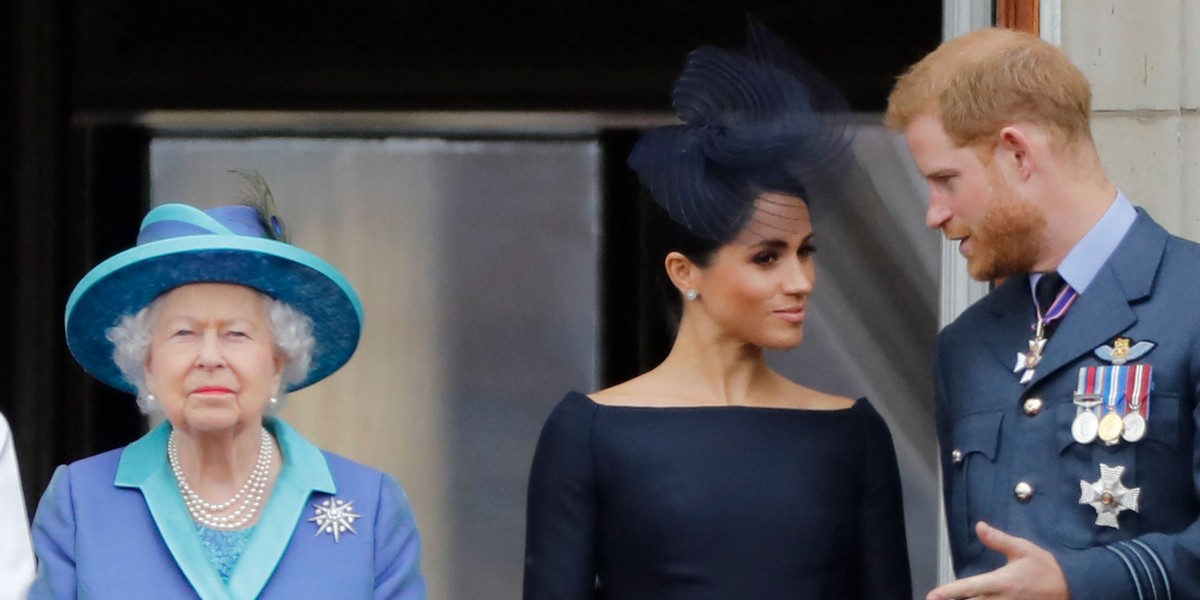 Elżbieta II, Meghan Markle i książę Harry