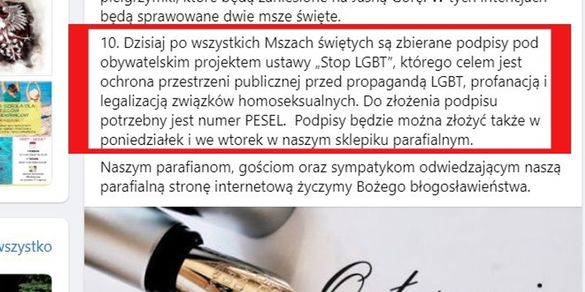 Szokujący wpis duchownych.