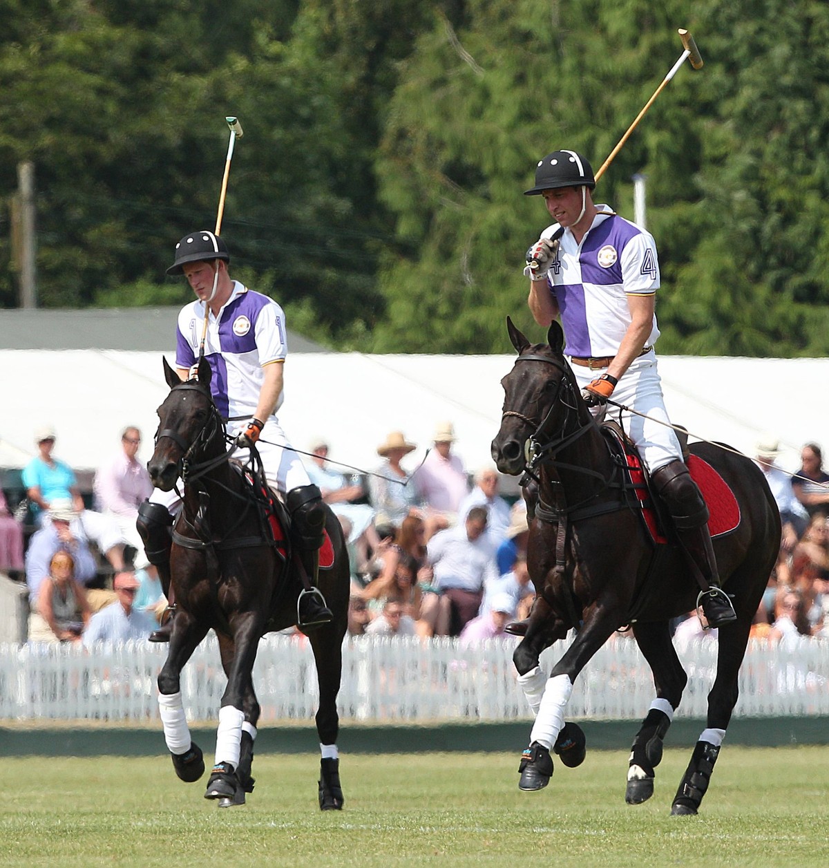 Książę William i książę Harry podczas meczu polo