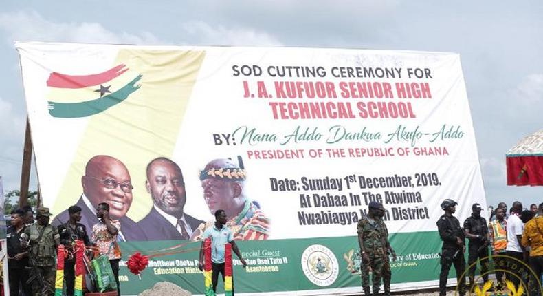 Akufo-Addo cuts sod for construction of SHS named after J.A Kufour