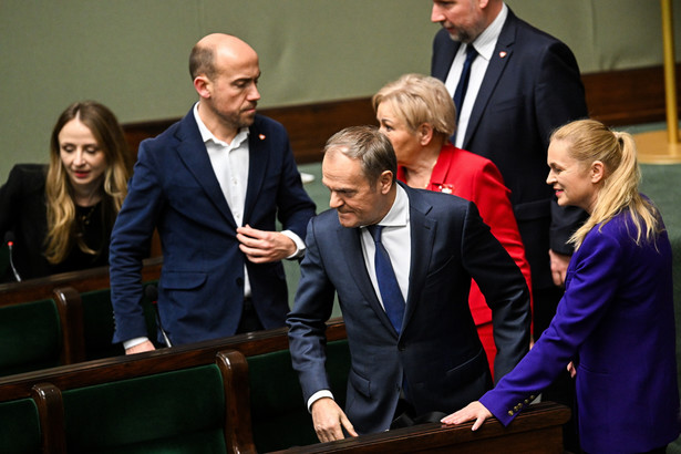 Donald Tusk w ławach rządowych w Sejmie