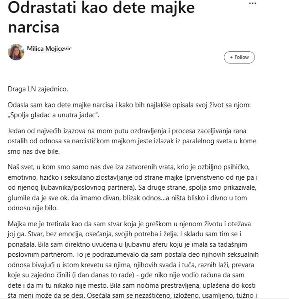 Potresno svedočenje Milice Mojićević