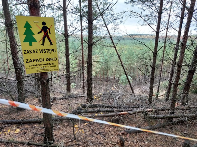 Wstępu na teren zapadlisk bronią tabliczki i taśma.