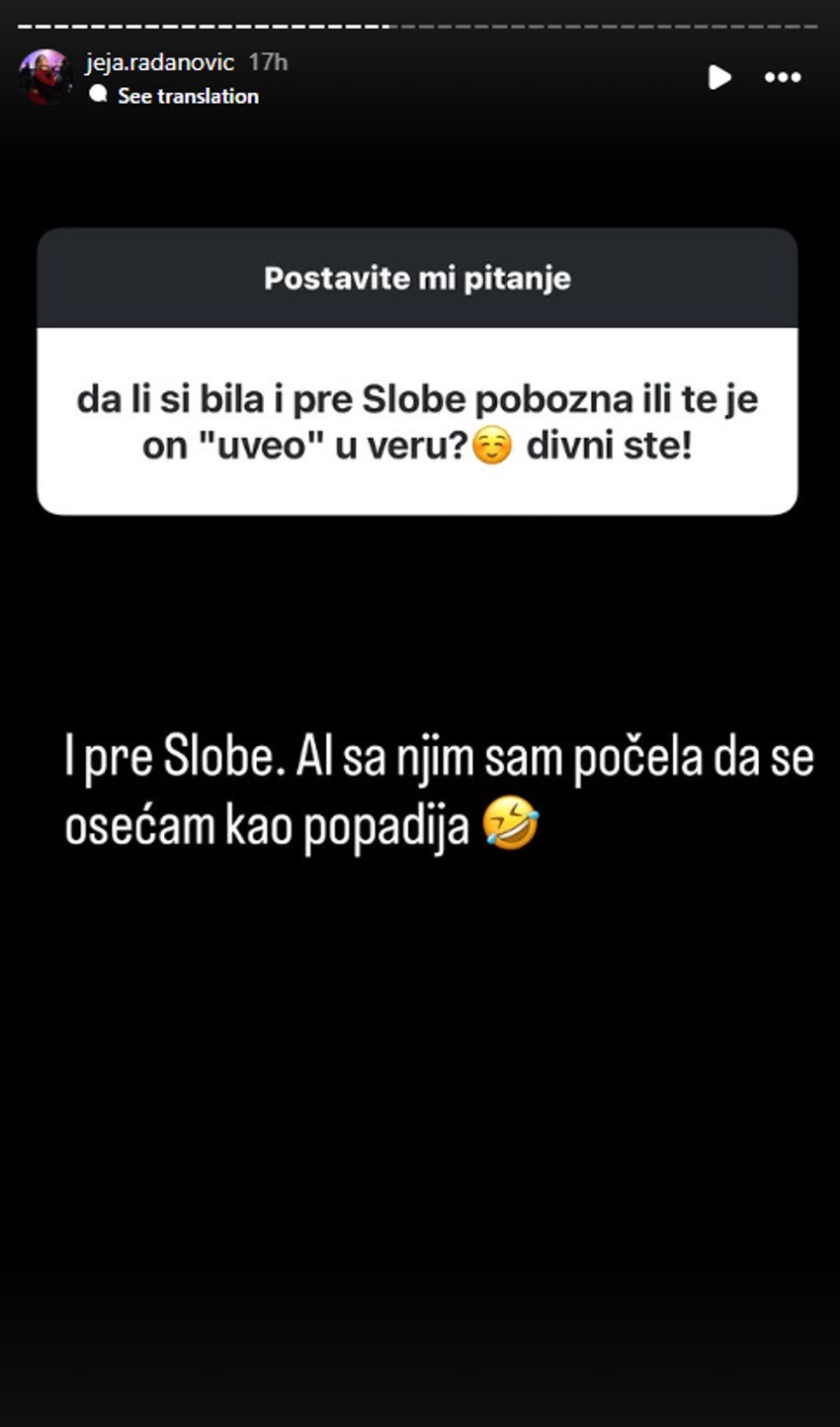 Ogovori Jelene Radanović na Instagramu