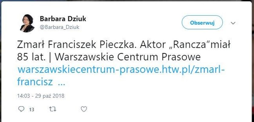 Kompromitacja posłanki PiS. Uśmierciła znanego aktora!