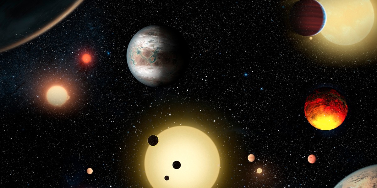 This artist's concept depicts select planetary discoveries made to date by NASA's Kepler space telescope.