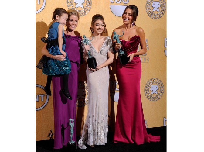Sofia Vergara, Sarah Hyland, Julie Bowen, Aubrey Anderson-Emmons  aktorki serialu 'Modern family'