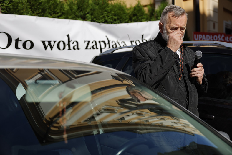 Kazmierz Jaworski, protest przed kurią w Przemyślu, 2023 r.