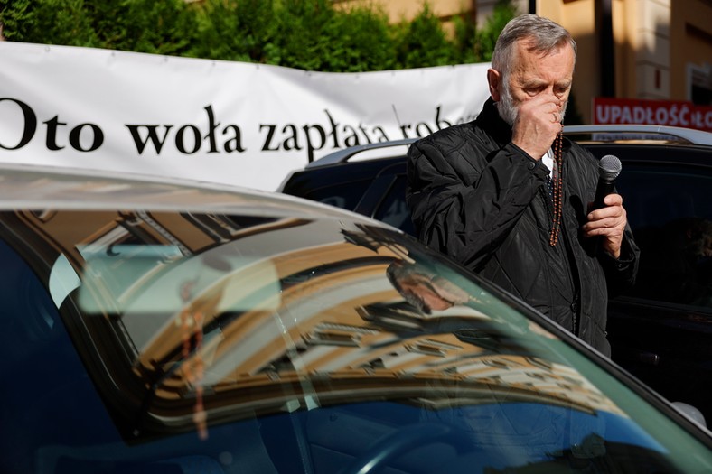 Kazmierz Jaworski, protest przed kurią w Przemyślu, 2023 r.