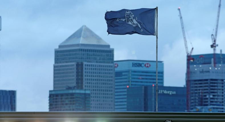 A flag flies above The Den stadium in south London