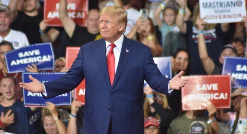 Former President of the United States Donald J. Trump delivers remarks at a Save America rally in Wilkes-Barre, Pennsylvania on September 3, 2022.