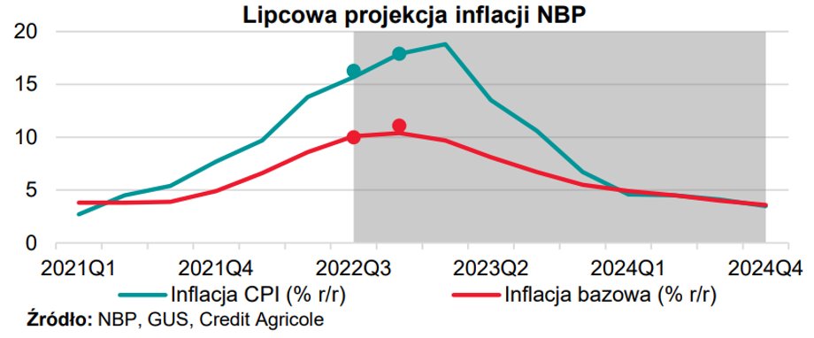 W 2023 r. inflacja powinna spadać, ale do końca 2024 r. może być w okolicach 5 proc., czyli wyraźnie powyżej celu NBP.