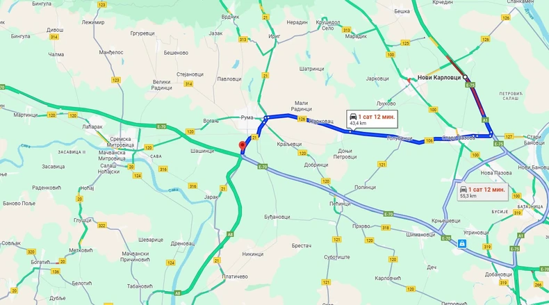 Mapa udesa na auto-putu