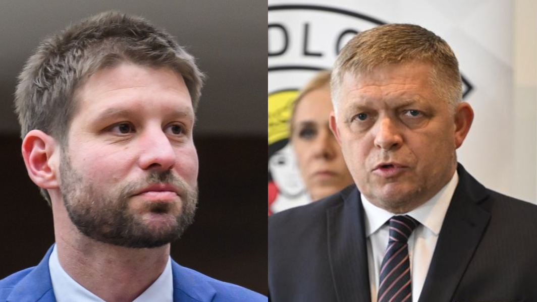 Poslanec NR SR Michal Šimečka a premiér Robert Fico.
