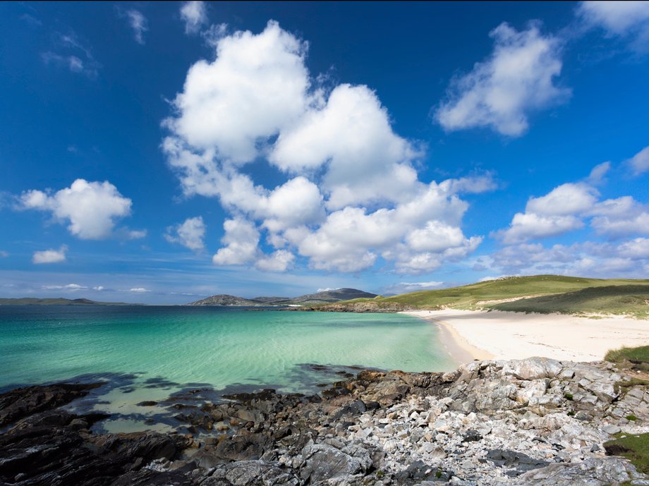 One of the largest and most stunning beaches located on the Isle of Harris in Scotland is Luskentyre. Though it was recently named one of the best beaches in the UK by TripAdvisor, it still offers visitors miles of beach to explore without large crowds. Come here to catch breathtaking views of the ocean, or to enjoy activities like hiking and cycling.