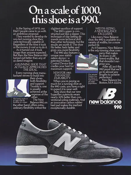 Reklama New Balance z 1982 roku