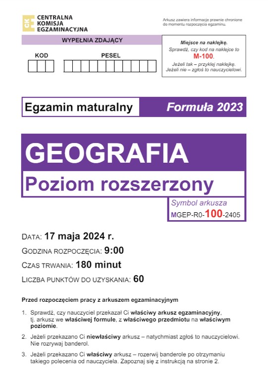 Matura 2024. Co było na egzaminie z geografii? [ARKUSZE CKE]