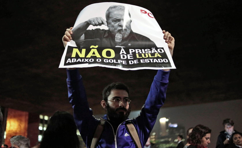 Former Brazilian President Luiz Inacio Lula da Silva gestures during the inauguration of the new Nat