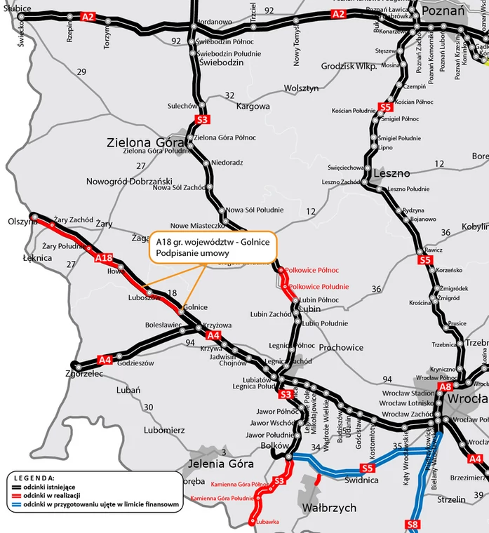 Autostrada A18  – rozstrzygnięto przetarg na kolejny odcinek drogi