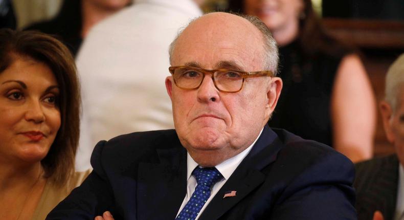 FILE PHOTO: Rudy Giuliani is seen ahead of U.S. President Donald Trump introducing his Supreme Court nominee in the East Room of the White House in Washington, U.S., July 9, 2018. REUTERS/Leah Millis