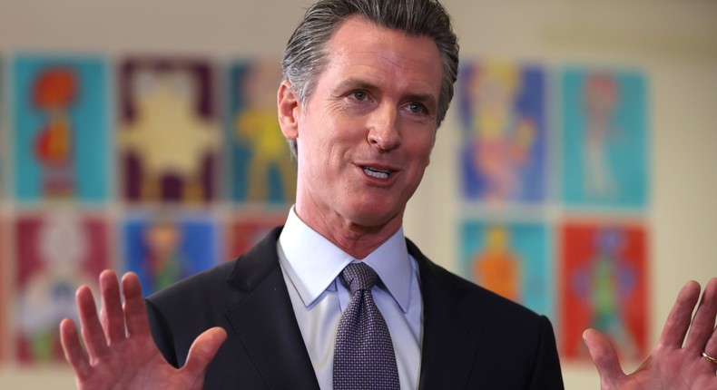 California Gov. Gavin Newsom speaks during a news conference on October 1, 2021.