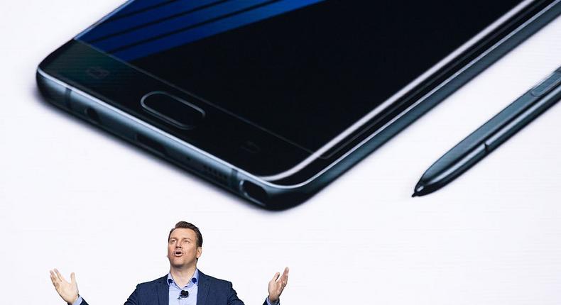 A Samsung executive at the launch of the Galaxy Note 7.