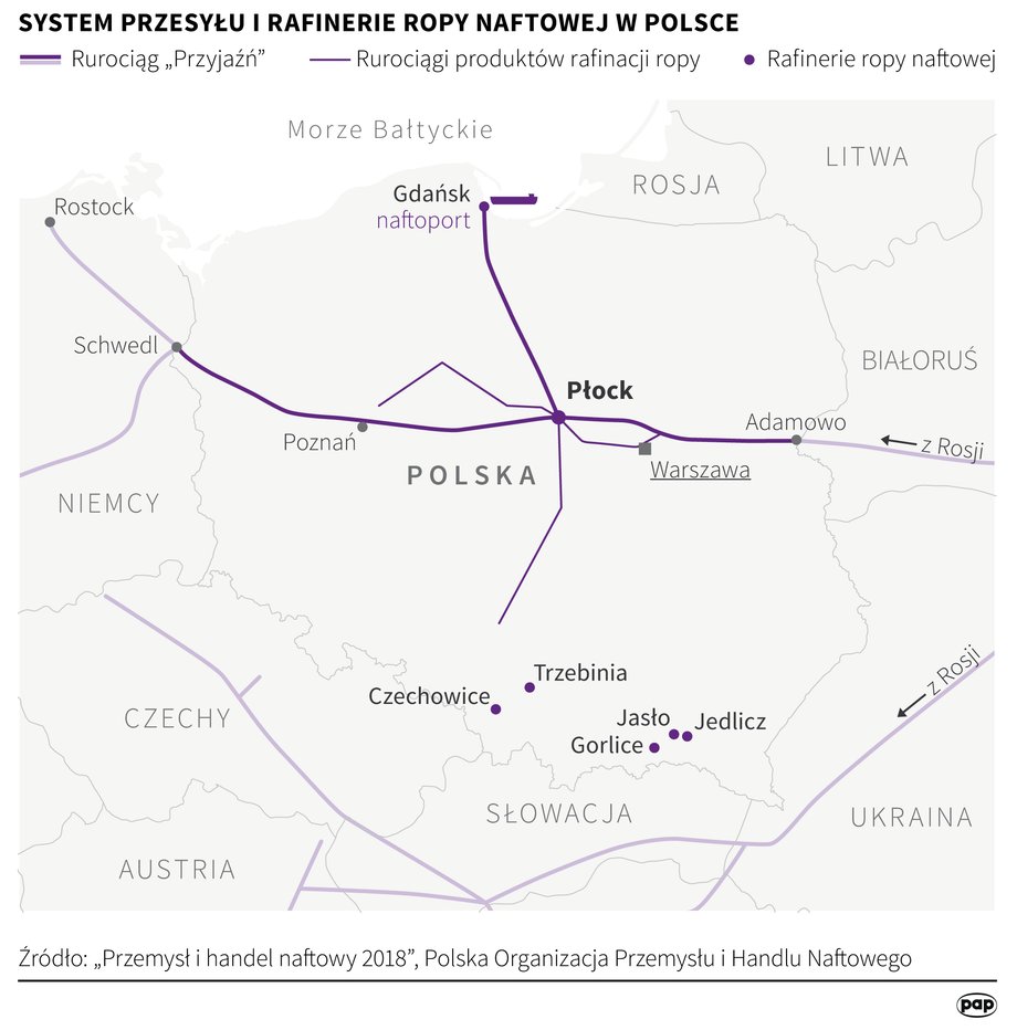 Tak wygląda rurociąg przyjaźń na terenie Polski.