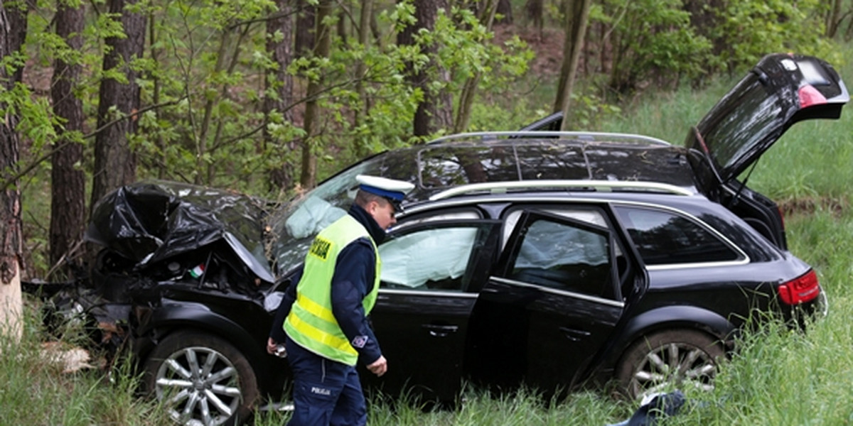 Wypadek pod Zieloną Górą. Audi uderzyło w drzewo. Są ranni. Jechali na komunię 