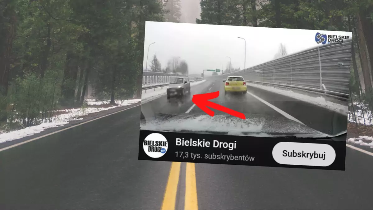 Kierowca jechał pod prąd (fot. screen z YouTube/Bielskie Drogi)