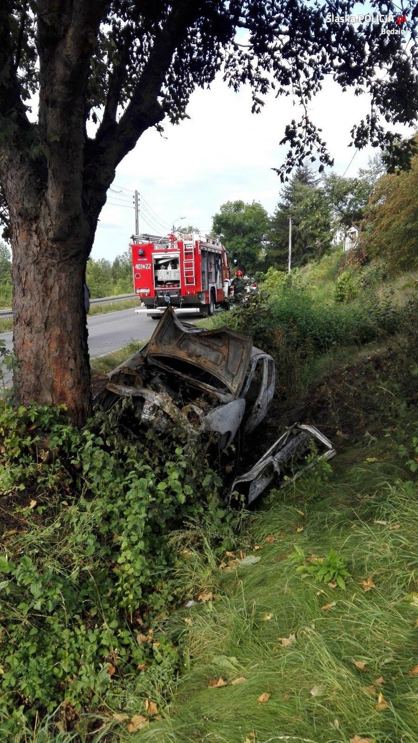 Tragiczny wypadek w Strzyżowicach. Kierowca zginął w płomieniach