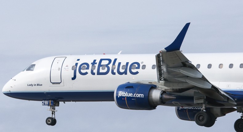 JetBlue Airways Embraer ERJ-190AR commercial aircraft.Nicolas Economou/NurPhoto via Getty Images