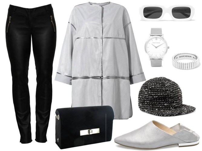 Srebro na wiosnę. STYLIZACJA: płaszcz-Boca/boca.pl, spodnie-Midori  Feminine Fashion/midori.pl, buty-Caprice/caprice.pl, torebka-Menbur/menbur.pl, dodatki-TK Maxx