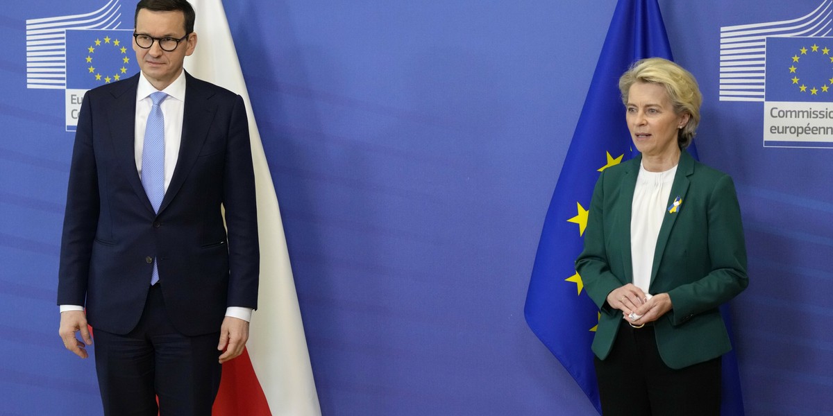 Premier Mateusz Morawiecki i przewodnicząca Komisji Europejskiej, Ursula von der Leyen