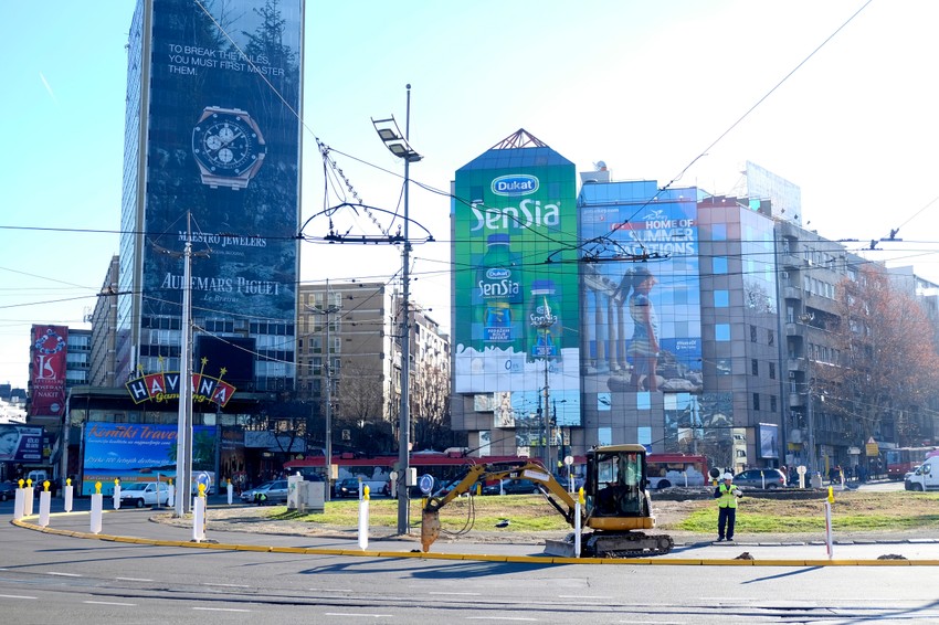 Radovi na izgradnji fontane na Slaviji