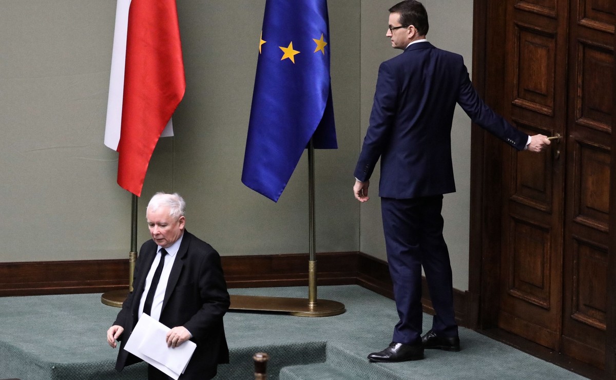 Premier Mateusz Morawiecki i prezes PiS Jarosław Kaczyński podczas posiedzenia Sejmu
